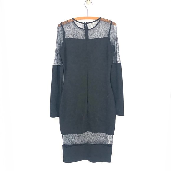 NWOT Misguided Black Long Sleeve Lace Midi Dress Sz 12 - Picture 5 of 5